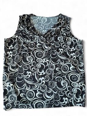 Women’s Black & White Swirl Print Sleeveless Top